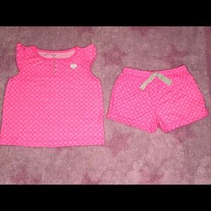 Two Piece Pink Flower Heart Pajama set